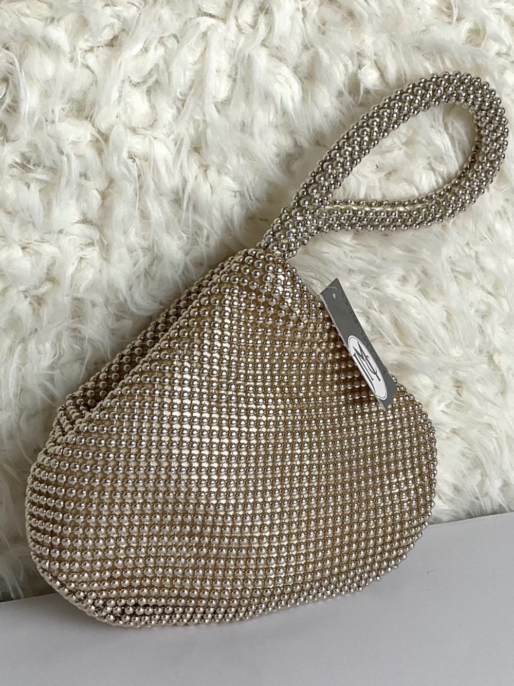 JESSICA MCCLINTOCK TRIANGLE-SHAPED BEADED TEXTURED EVENING BAG~NEW WITH TAGS!
